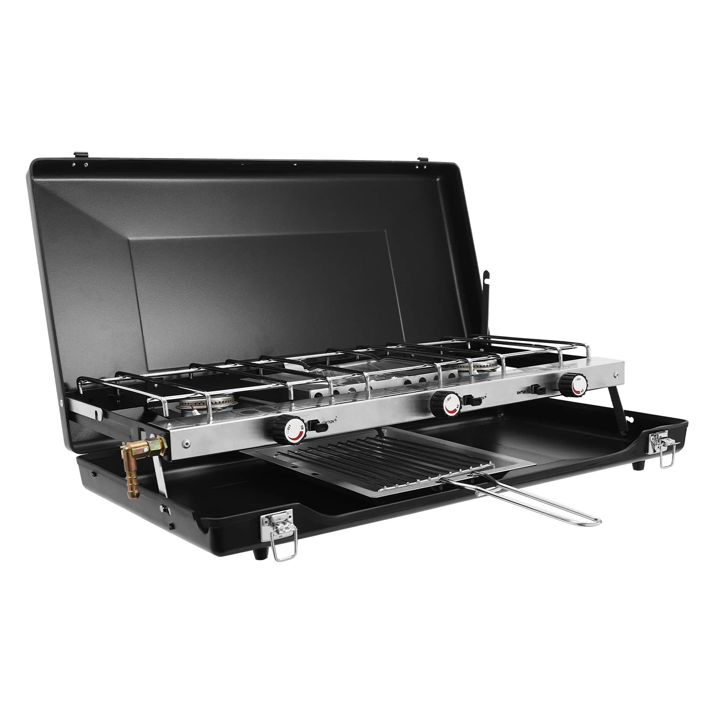 Portable Camping Stove With Griddle 3 Burner