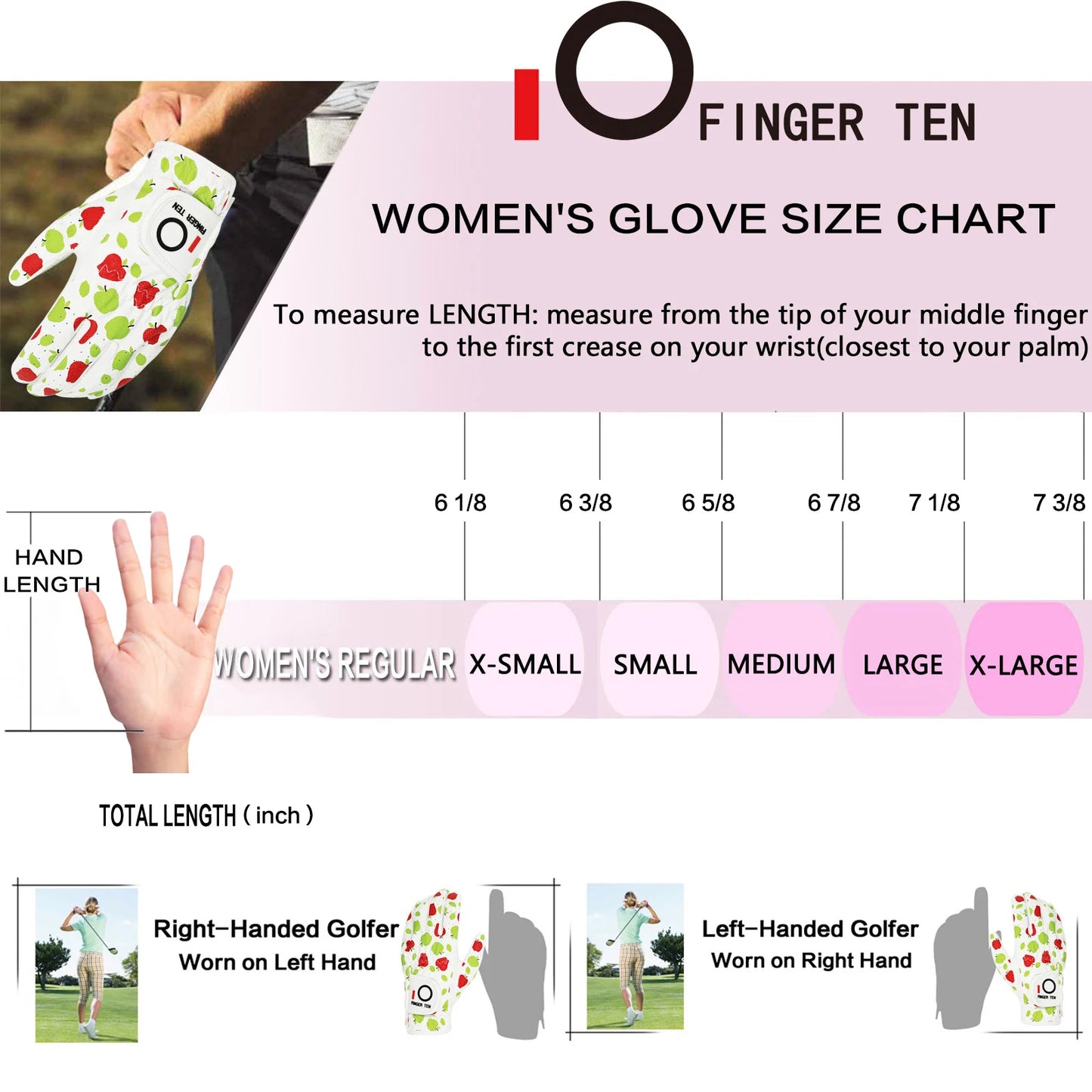Golf Women's Gloves Left Hand Golfer Value 6ac-Pack