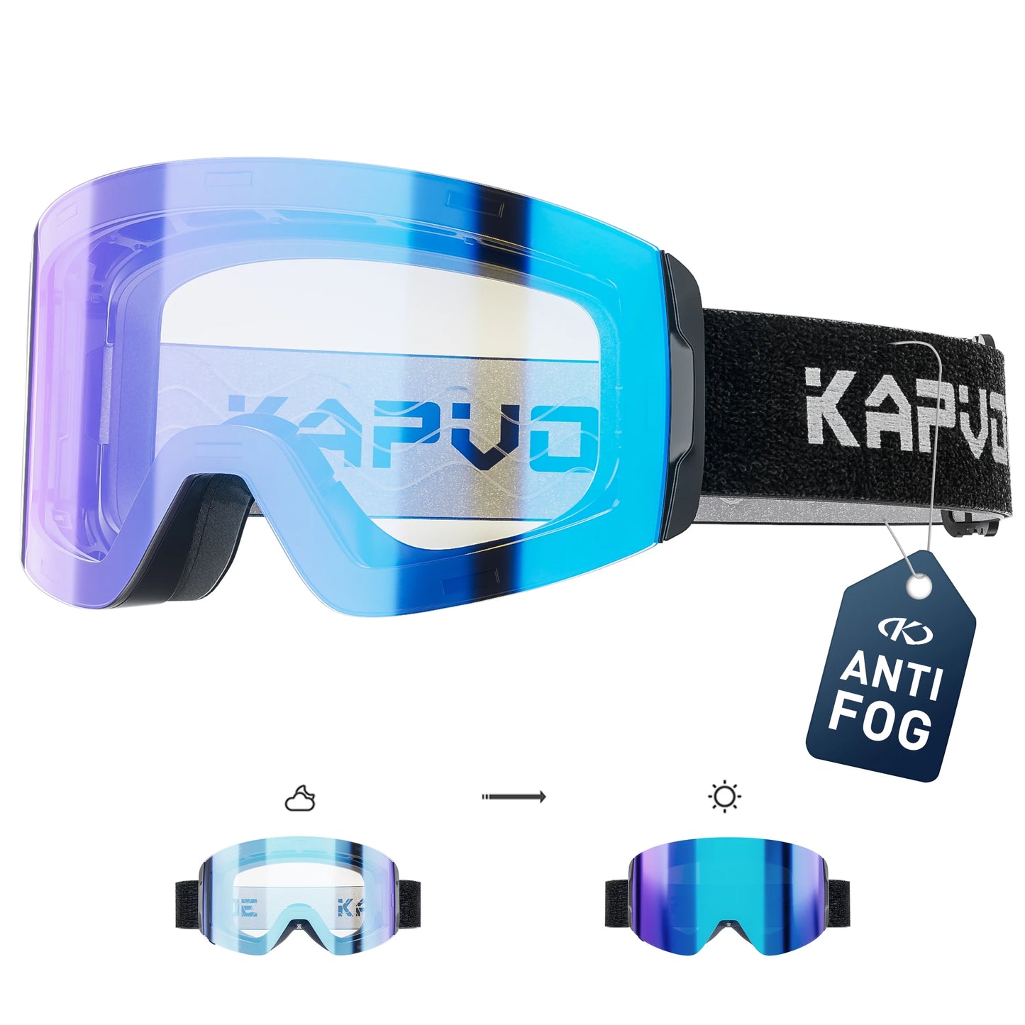 KAPVOE Photochromic Ski/Snowboard Goggles Magnetic Lens Men/Women