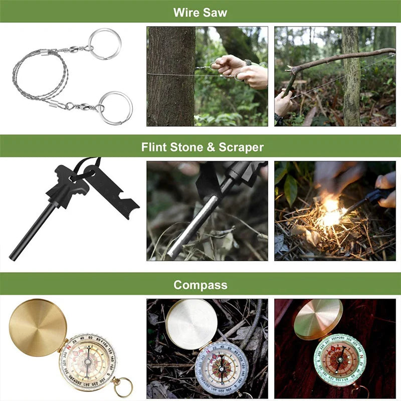 18in1 Multifunctional Emergency Equipment Survival/Military/Outdoor/Travel/Exploration/Camping/ First-Aid Kits