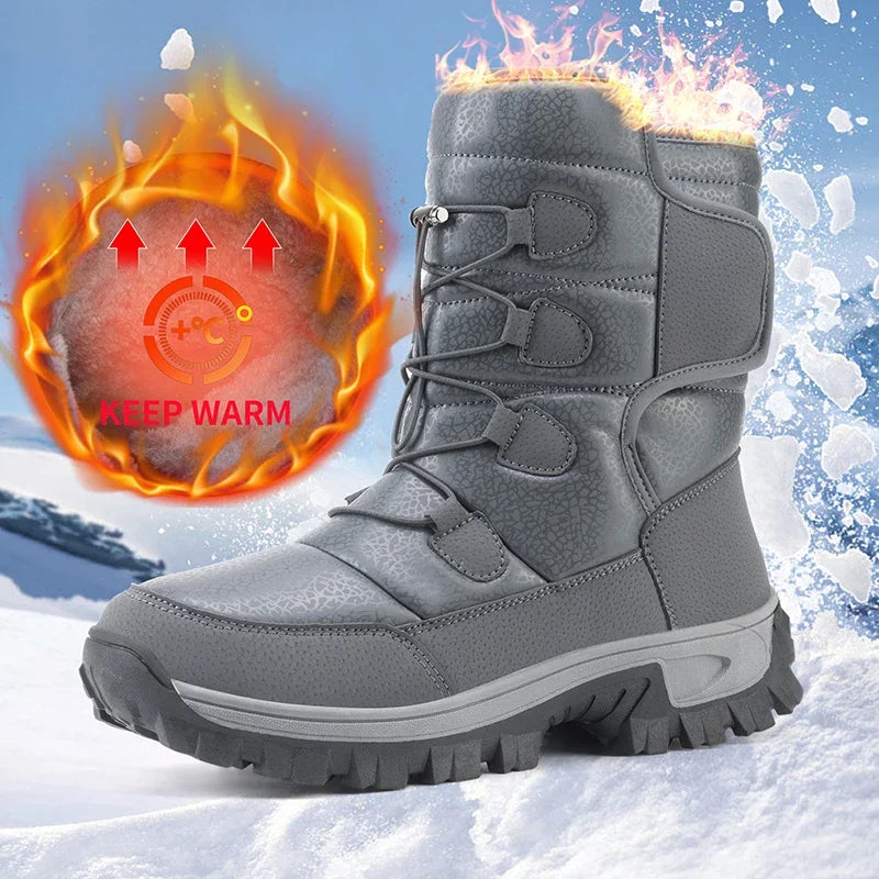 New Warm Men Plush Snow Boots High-Top