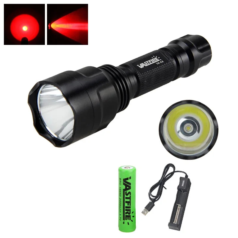LED Flashlight White/Green/Red Tactical Hunting Rifle Lantern