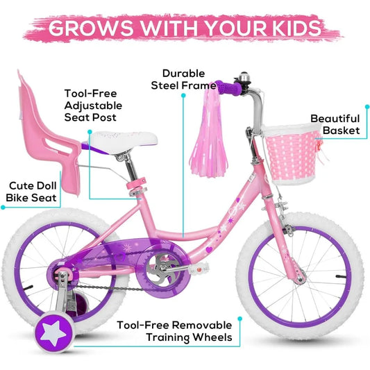 14/16/20 Inch Bike For Girls Aged 3-12 Years