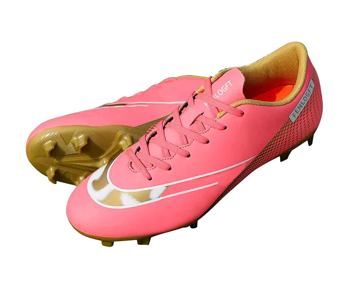 Unisex Leather Soccer Cleats with Lace-Up Closure