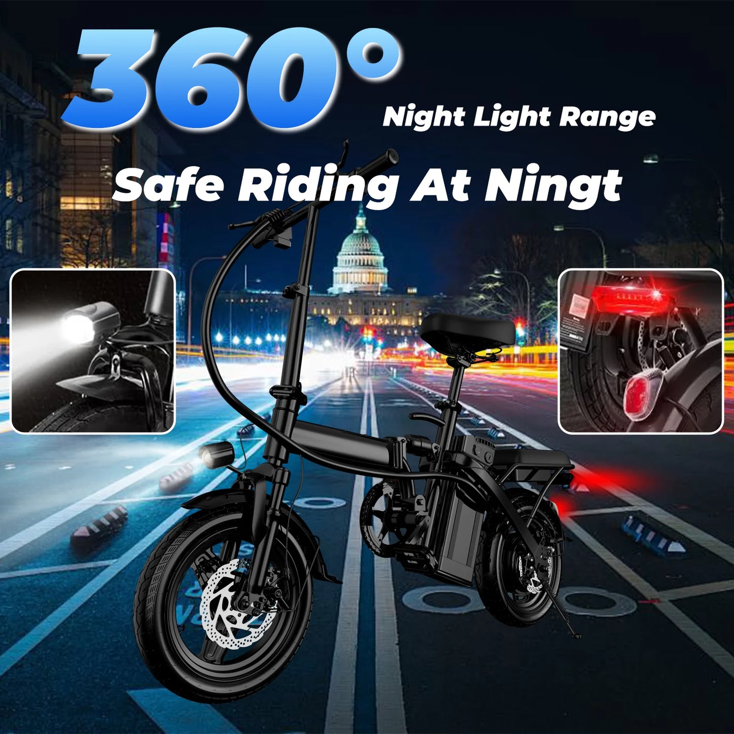 14-Inch Folding Electric Bike,20 MPH/48V/0.4A Battery,