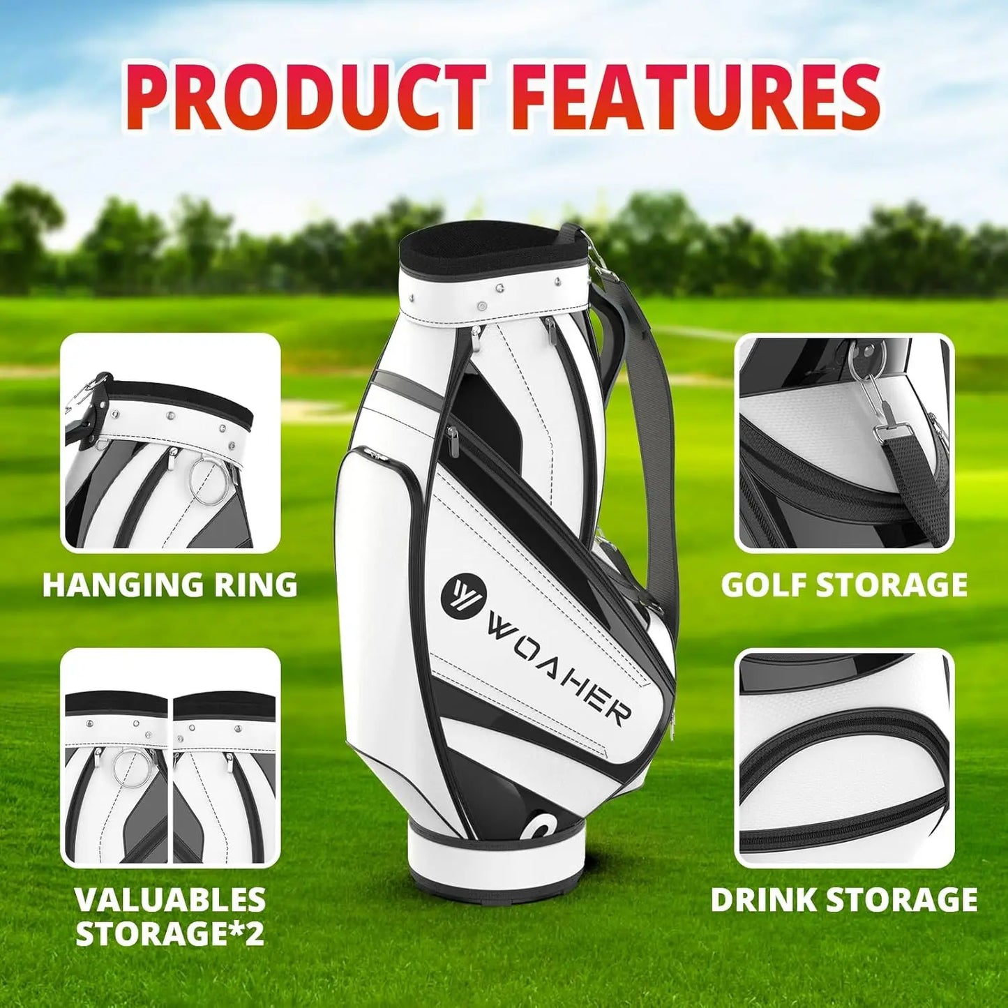 Woaher Golf Bag Multi-Function Waterproof