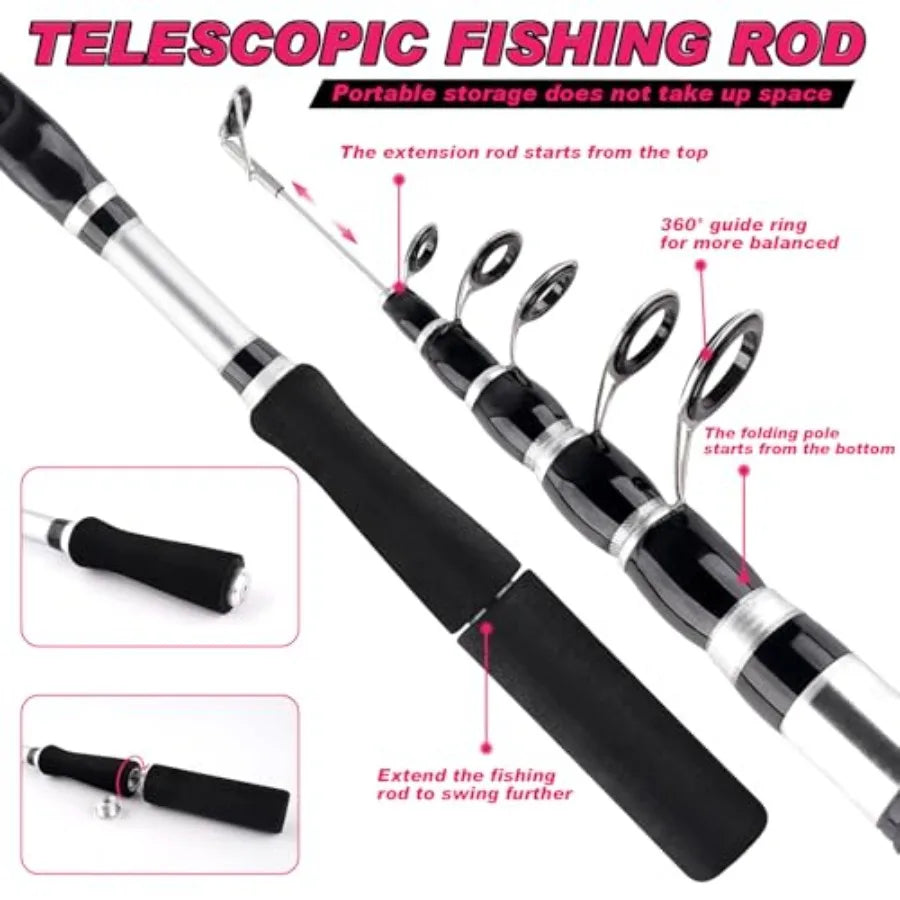 Telescopic Fishing Rods/Reels Combo Set  With Accessories