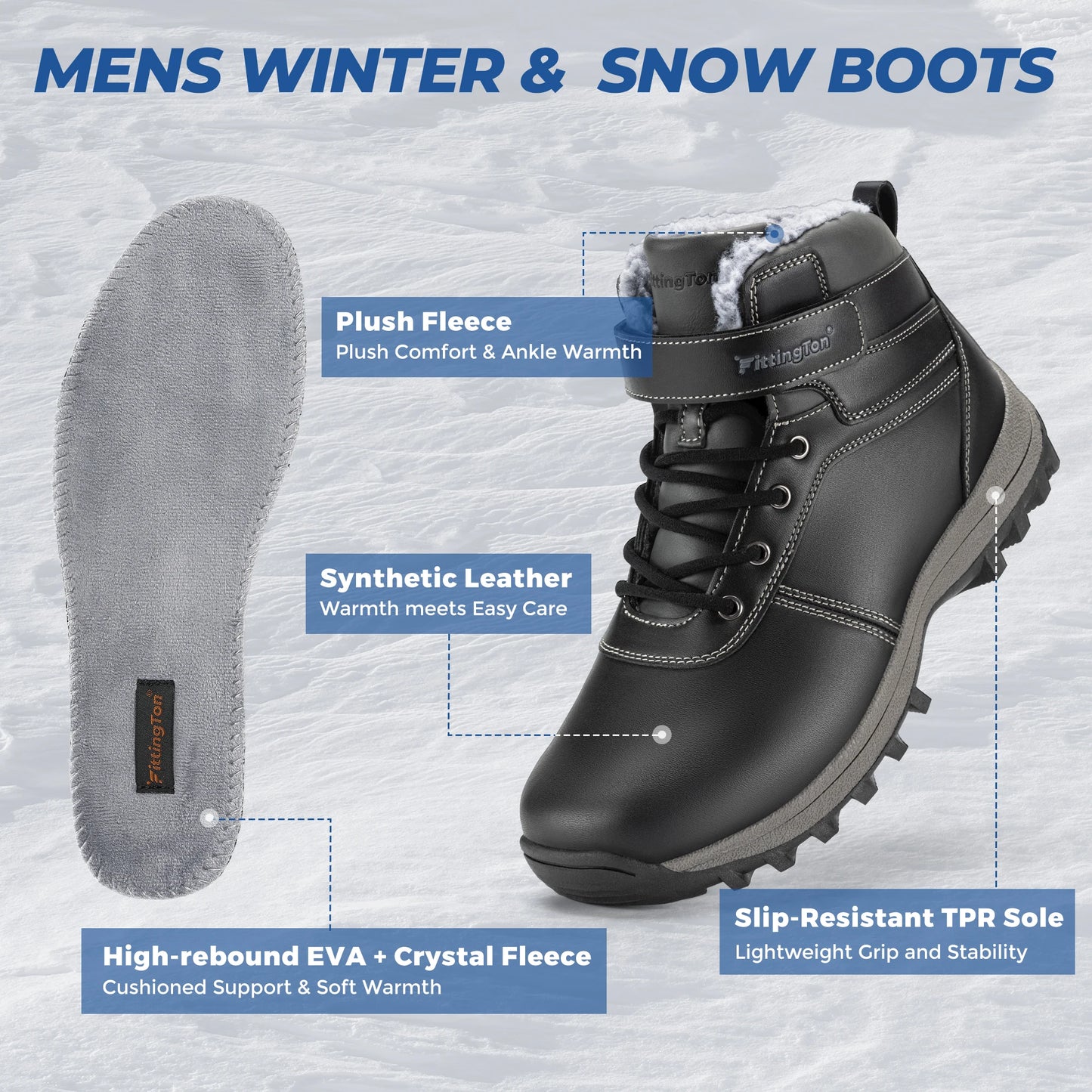 Fittington Snow Boots  Men Winter Boots Warm