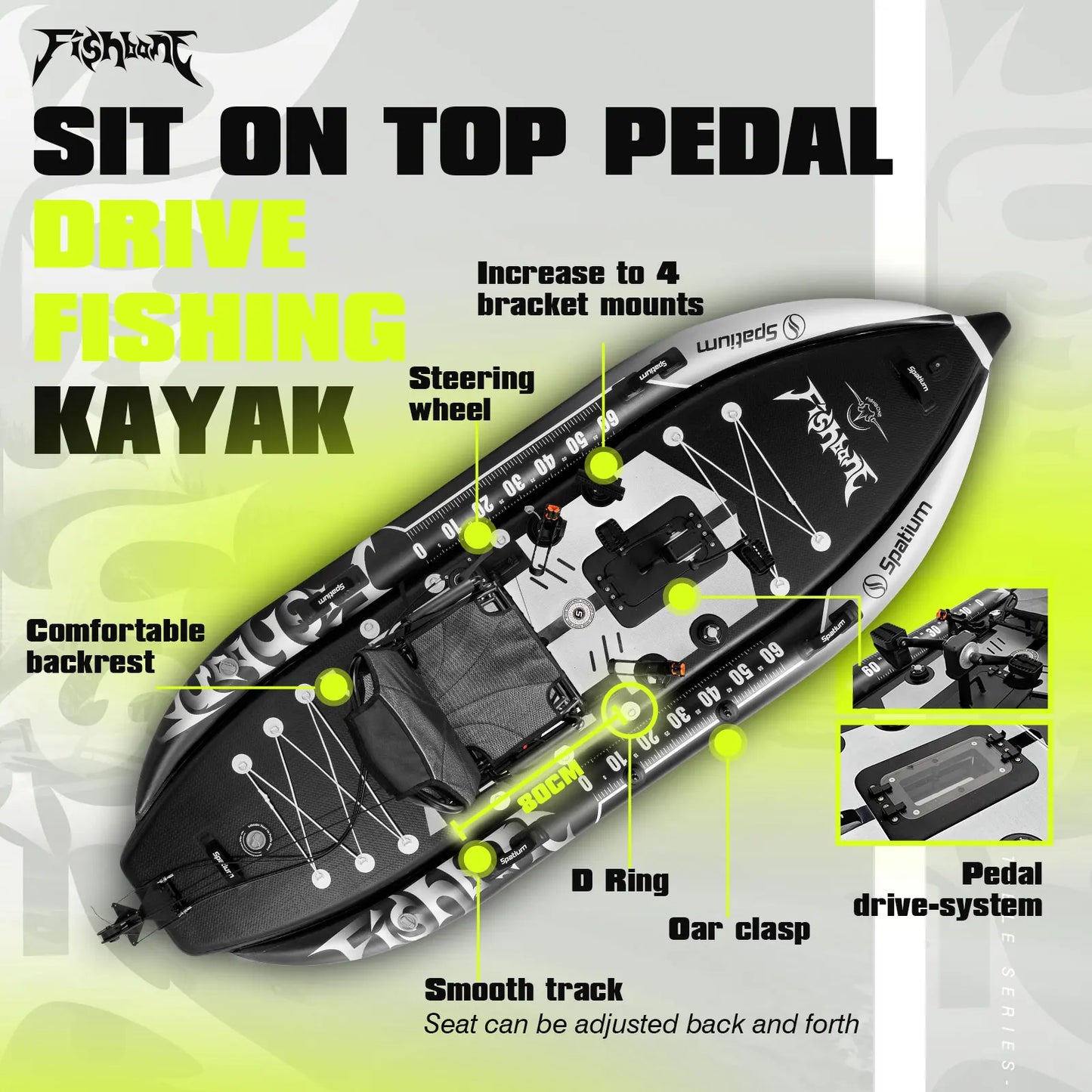 Spatium Fishing Kayak Boat Pedal Drive