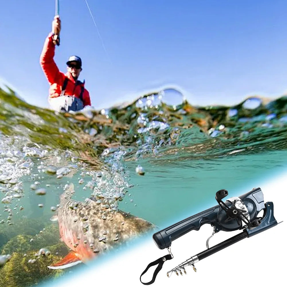 Folding Fishing Rod Telescopic Fishing Pole W/Reel