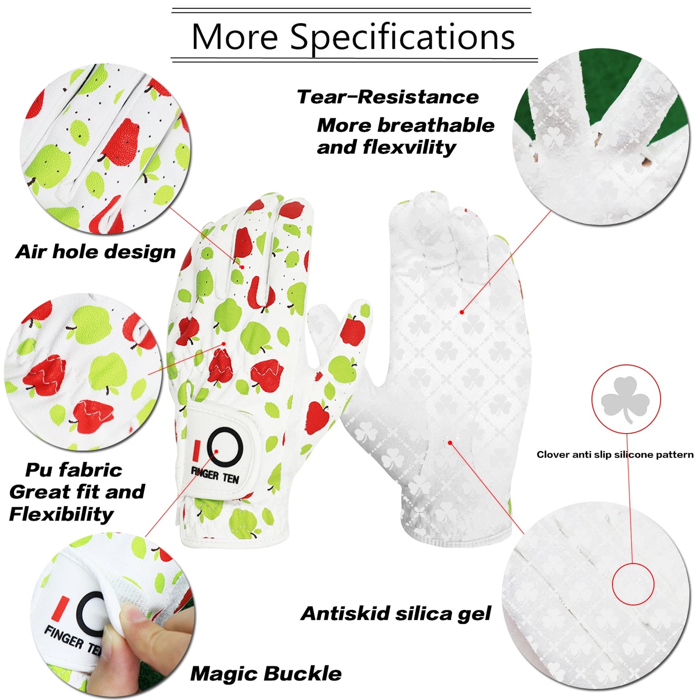 Golf Women's Gloves Left Hand Golfer Value 6ac-Pack