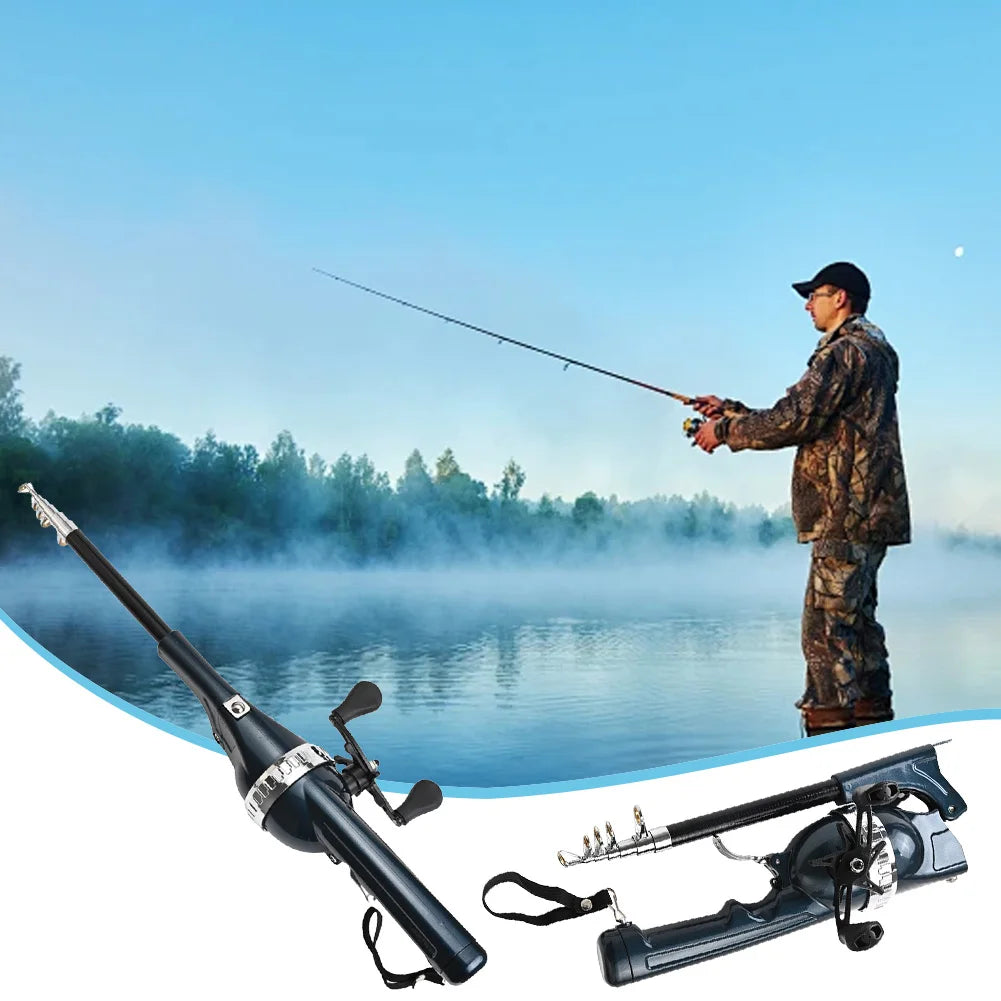 Folding Fishing Rod Telescopic Fishing Pole W/Reel