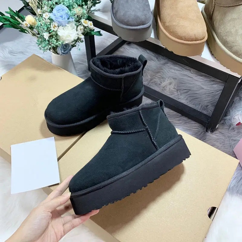 Winter Women Snow Boots Super Real Sheepskin