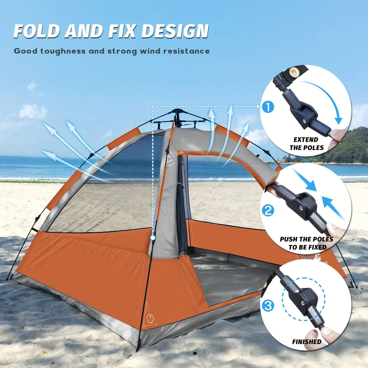 Pop Up Camping Tent 4/Person Easy Set-Up