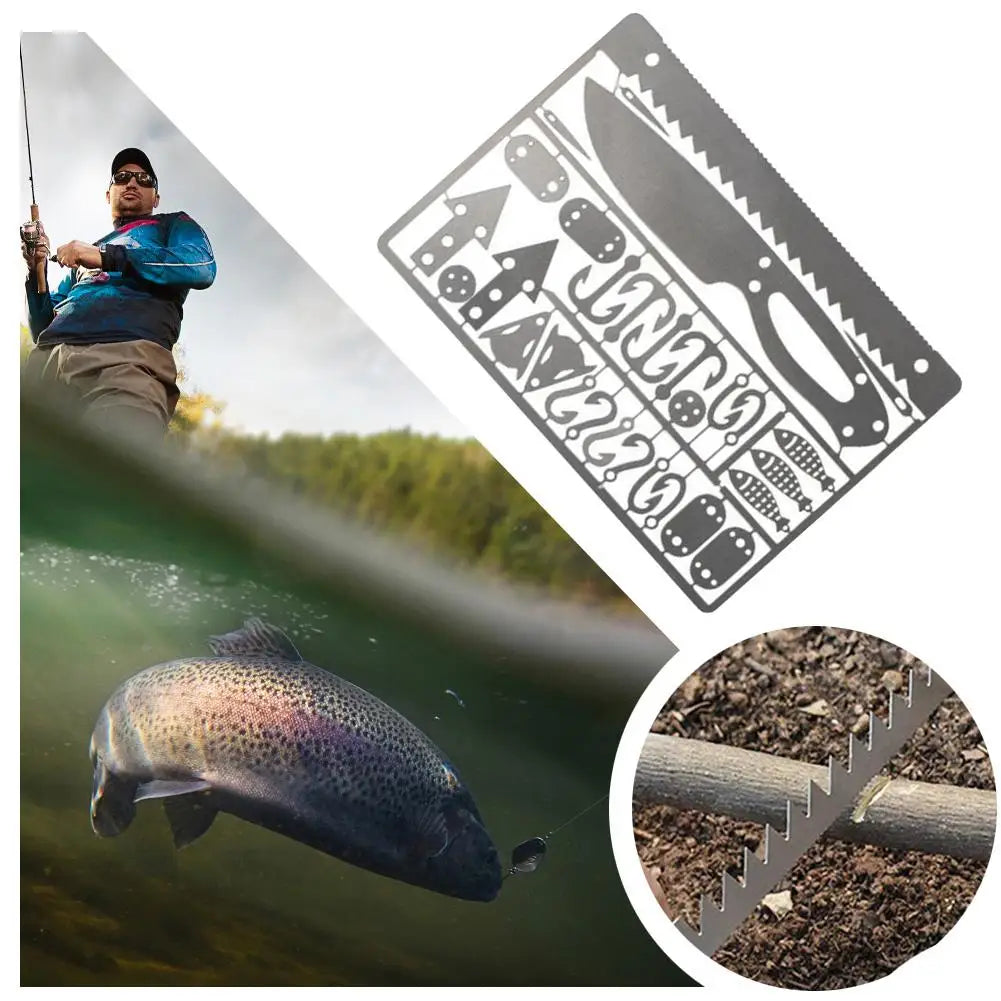 Outdoor EDC Survival Fishing Hook Card Camping Hiking Multifunctional Tool Cards