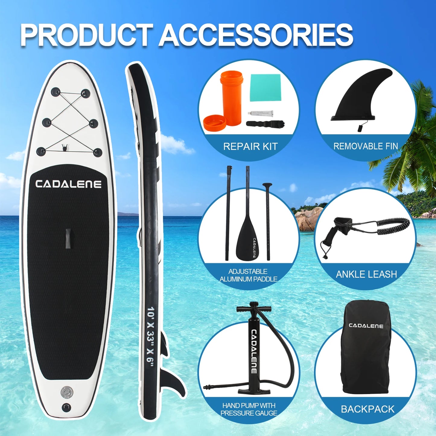 CADALENE Inflatable Stand-Up Paddle Board with  Accessories
