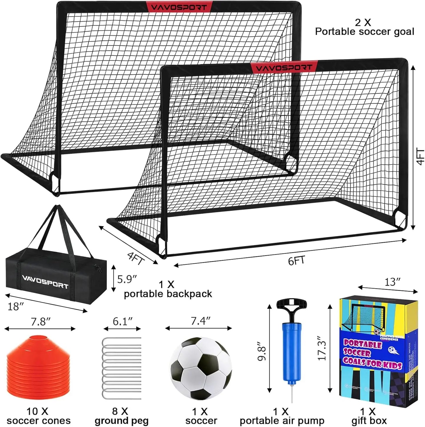 6x4 ft Portable Soccer Goal