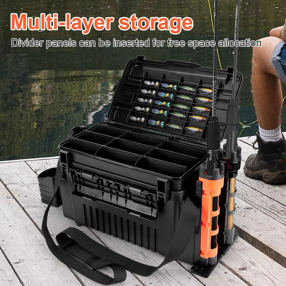2-Tier Fishing Tackle Box/Gear Box WIth-2 cup-holders