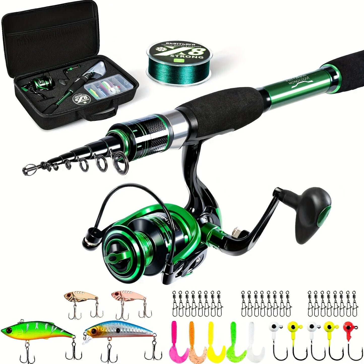 Fishing Rod/Reel Combo, Travel Kit w/Carrier Bag