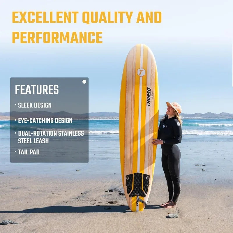Soft-Top Foam Beginner Surfboard for Adults/Kids