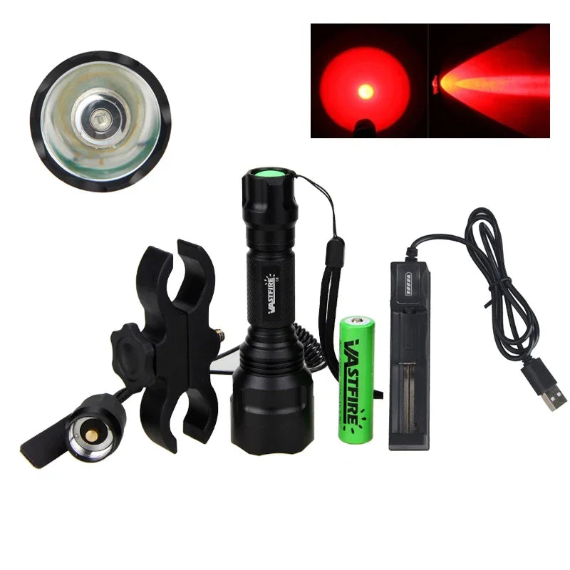 LED Flashlight White/Green/Red Tactical Hunting Rifle Lantern