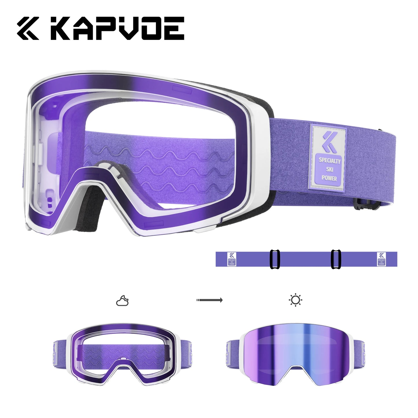 KAVOE Outdoor Photochromic Ski/Snowboard Goggles Anti-FOG