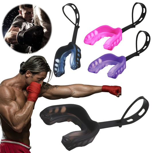 Sport Mouth Guard with Strap Anti-dislocation Teeth Protector Basketball Tooth Protection Tool for Basketball Football Rugby