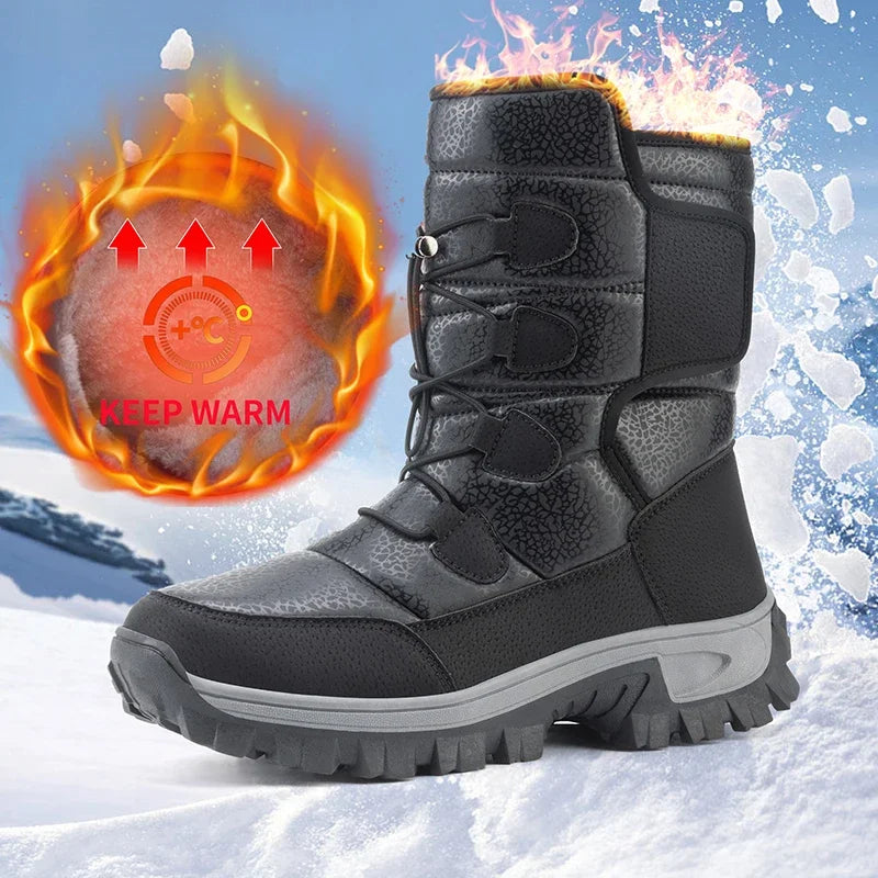 New Warm Men Plush Snow Boots High-Top