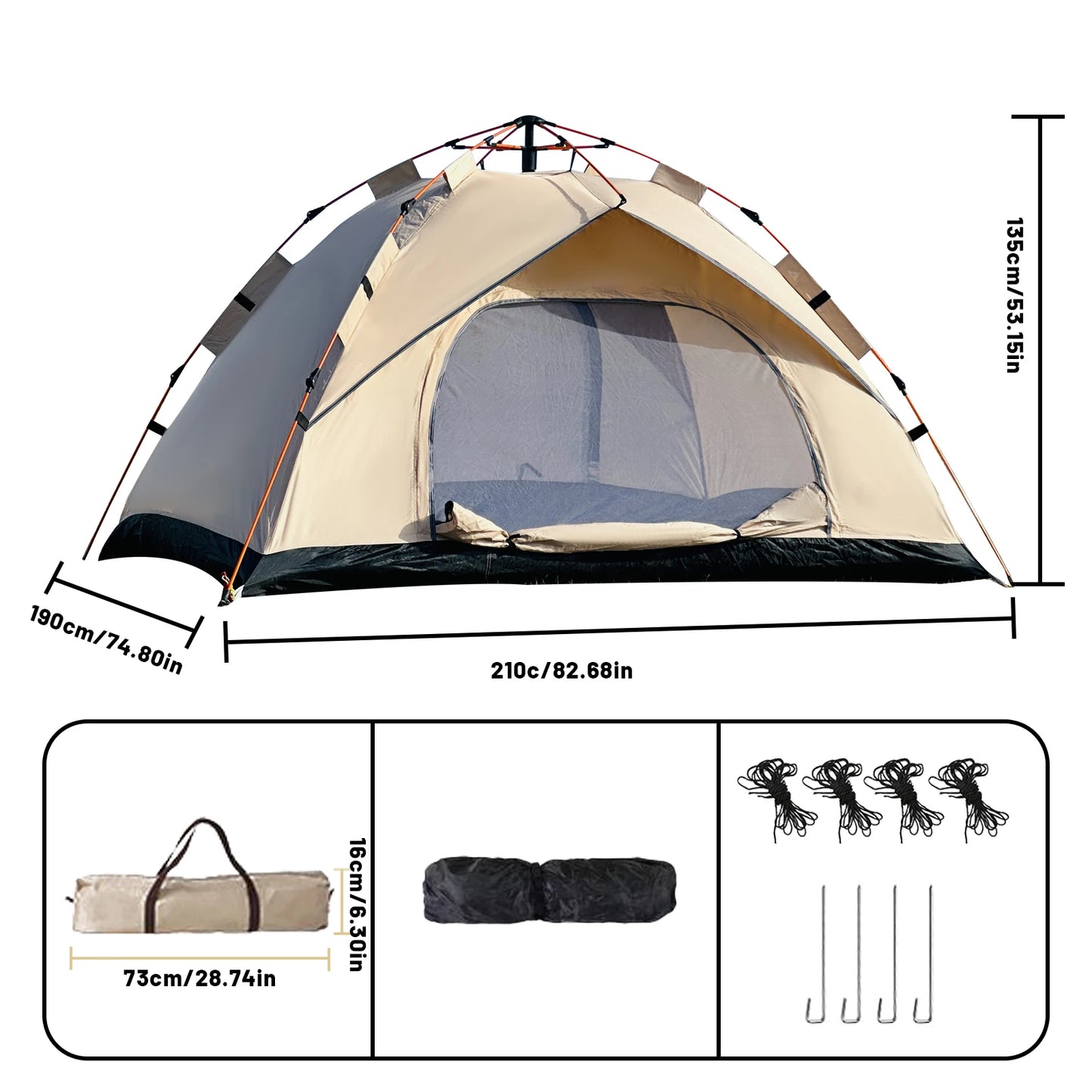 2-4 Person Camping Windproof Tents, Easy Set Up,