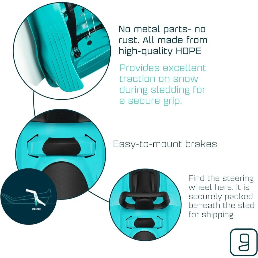 Snow Sled for Adults - Toboggan Sled With Steering