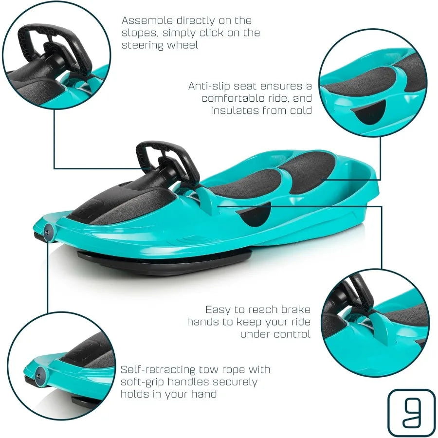 Snow Sled for Adults - Toboggan Sled With Steering