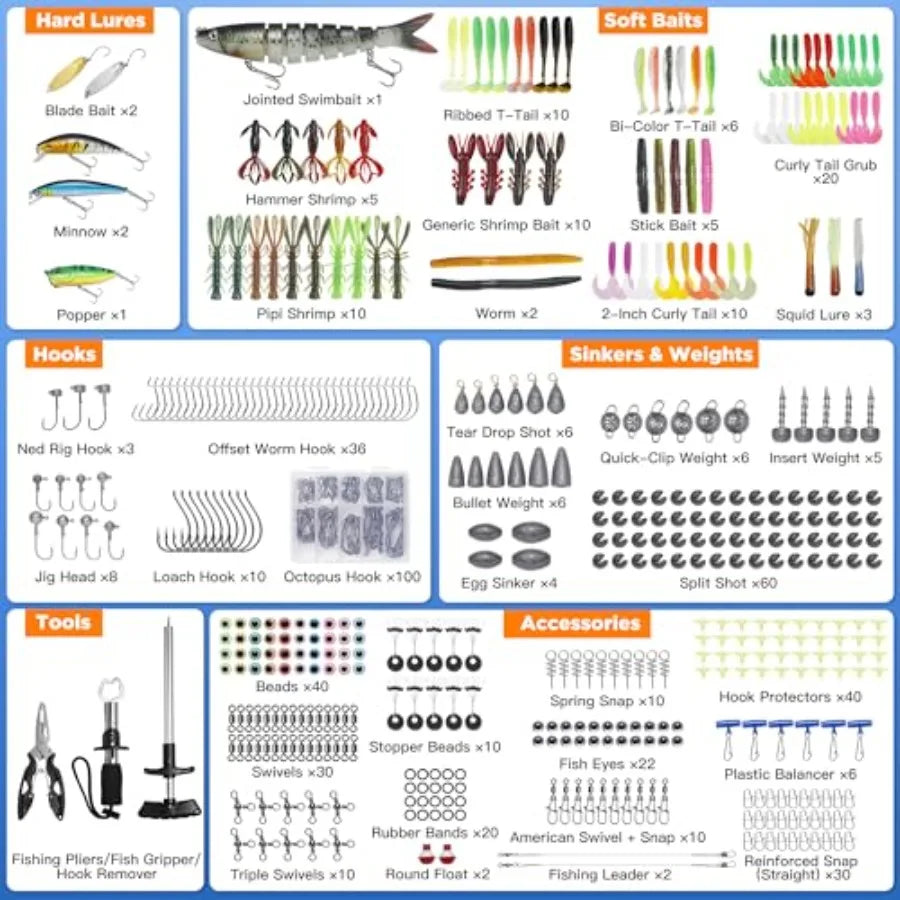 560Pcs Fishing Tackle Box Kit With Lures