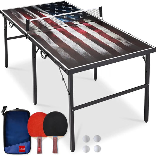Portable Mid-Size Folding Ping Pong Table Set Indoor/Outdoor