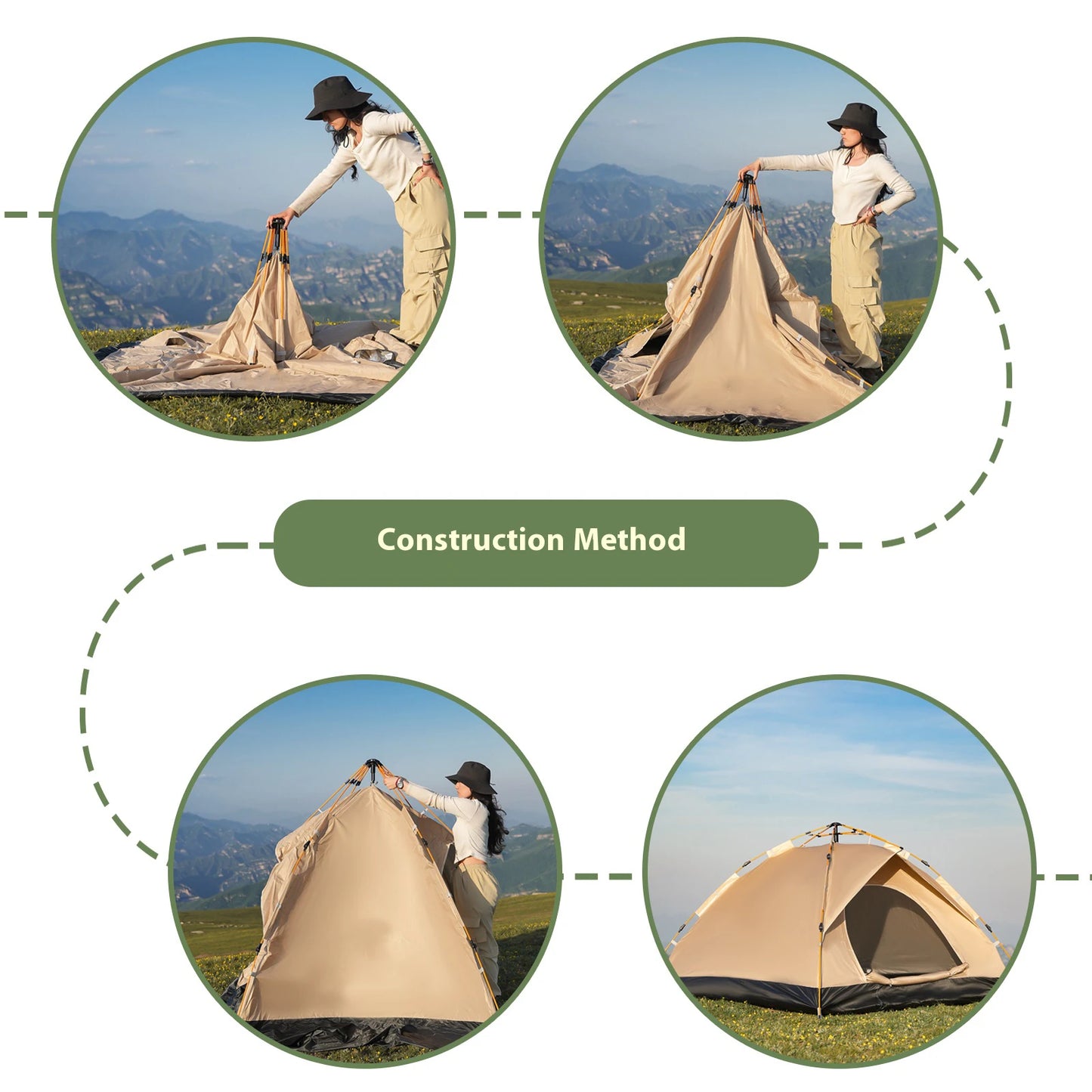 2-4 Person Camping Windproof Tents, Easy Set Up,