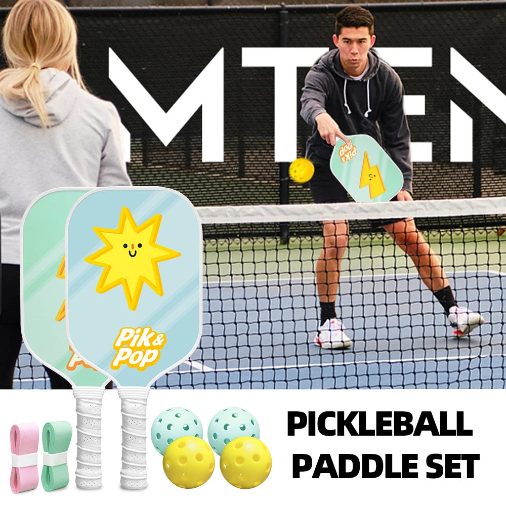 Portable Pickleball Set  2Honeycomb Paddles/4 Balls/ CarryBag