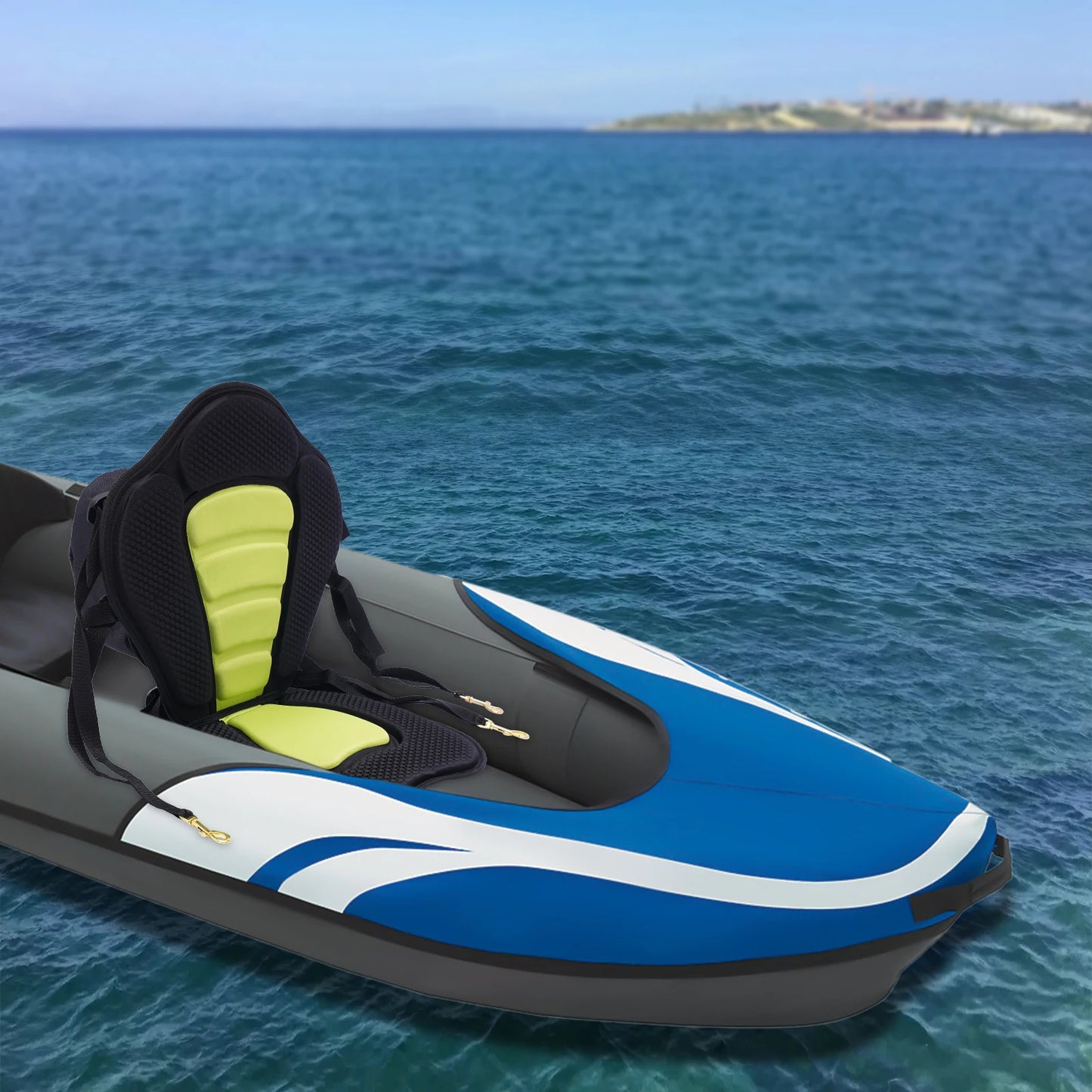 Ultra-Comfort Black Kayak Seat Cushion w/ Adjustable Backrest & Storage Pouch, Lightweight EVA Foam Pad for Kayaking Accessories