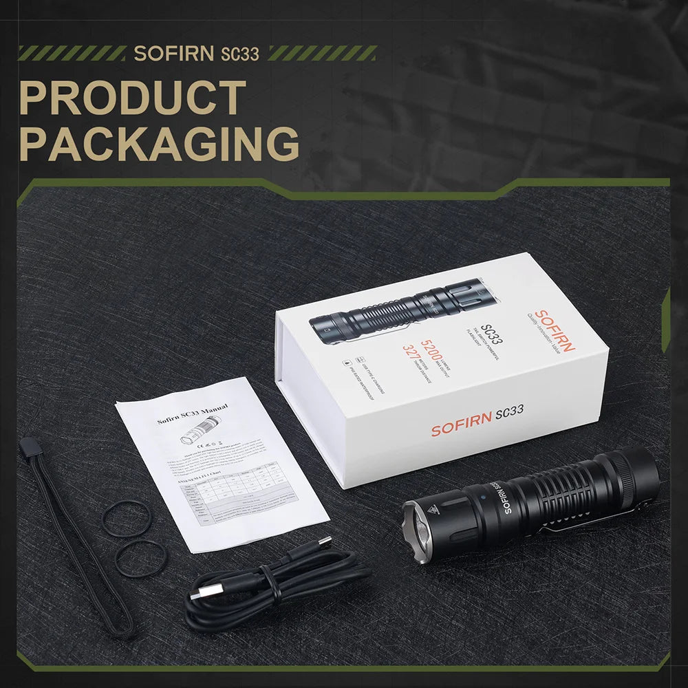 Sofirn SC33 XHP70.3 HI LED Flashlight Tactical