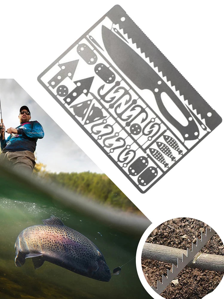 Outdoor EDC Survival Fishing Hook Card Camping Hiking Multifunctional Tool Cards