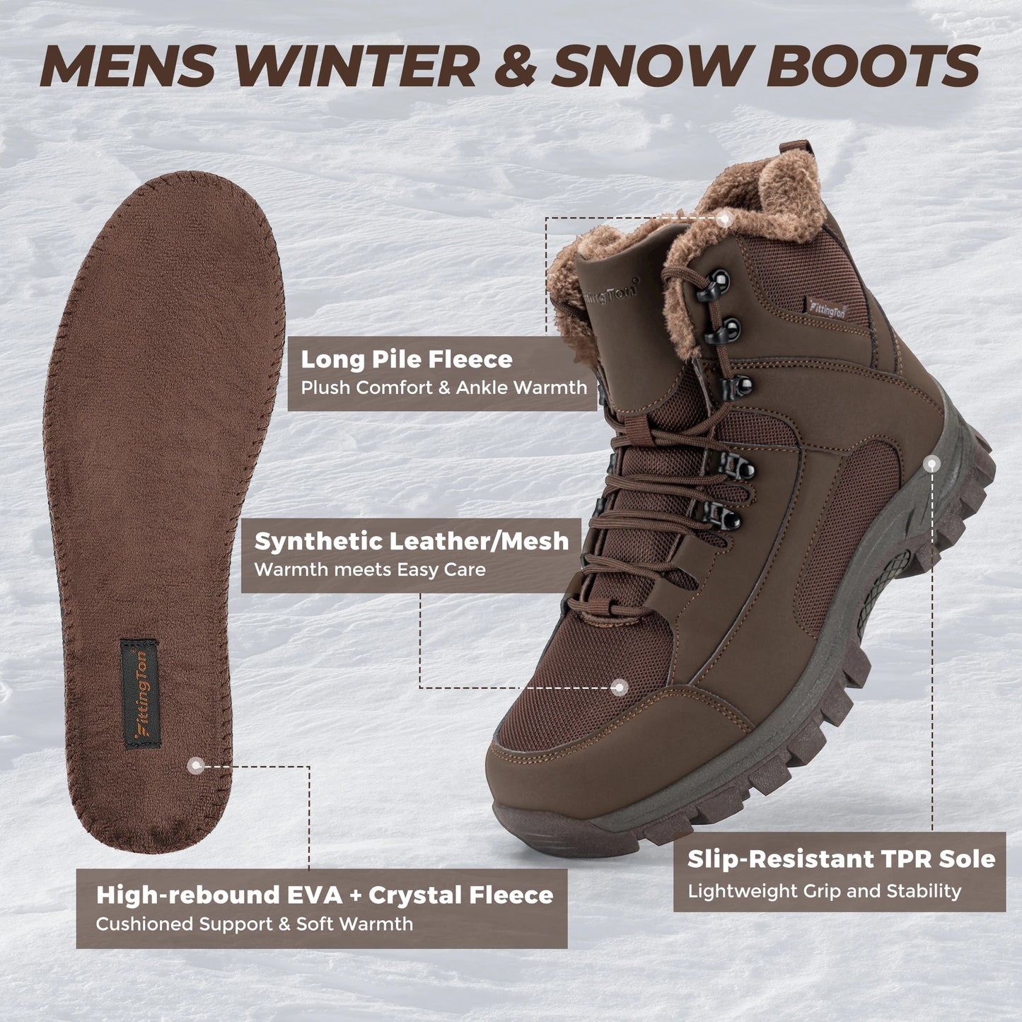 Fittington Winter Boots for Men Wide -15℃
