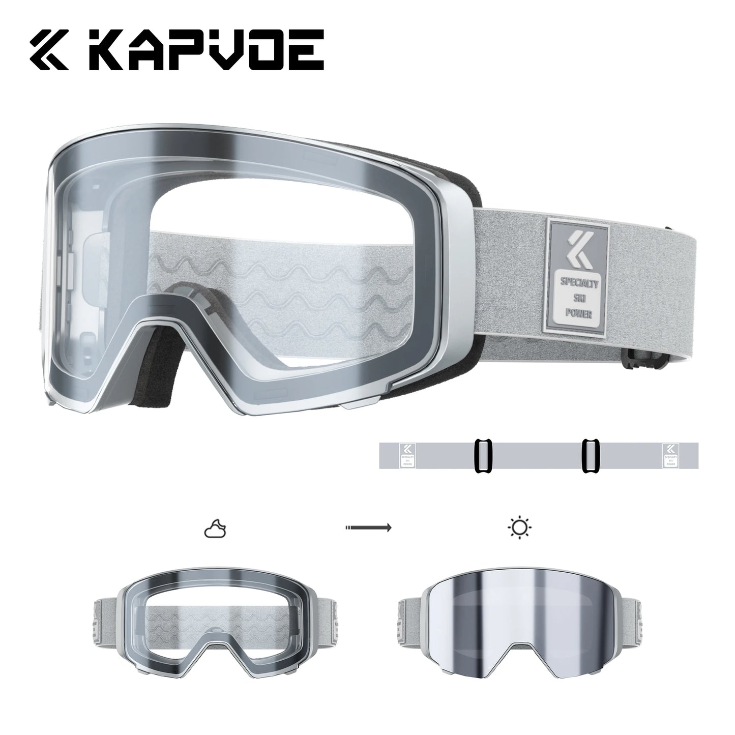 KAVOE Outdoor Photochromic Ski/Snowboard Goggles Anti-FOG