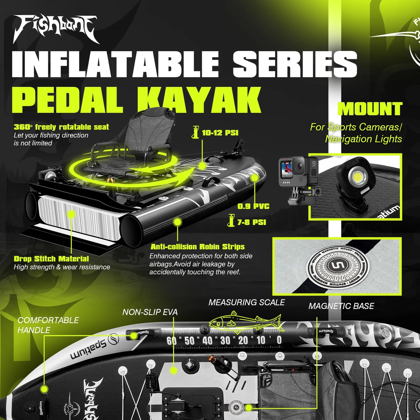 Spatium Fishing Kayak Boat Pedal Drive