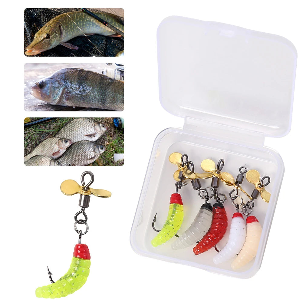 10Pcs Propeller Spinner Worm Artificial Bait Trout /Perch/Bass