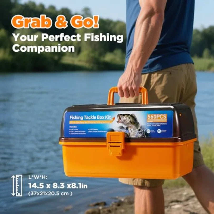 560Pcs Fishing Tackle Box Kit With Lures
