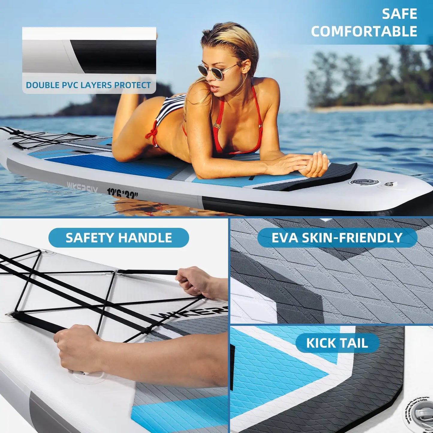 WKERSIY Surfboard/Paddleboard  inflatable stand up paddleboard