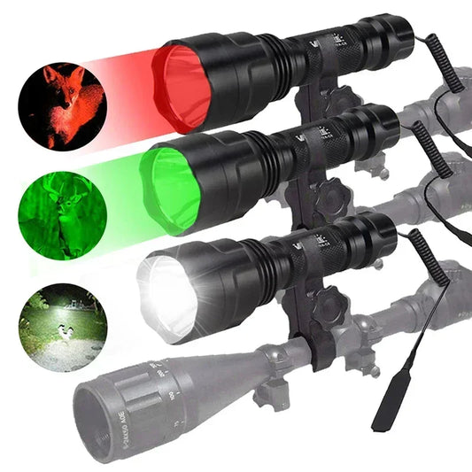 LED Flashlight White/Green/Red Tactical Hunting Rifle Lantern