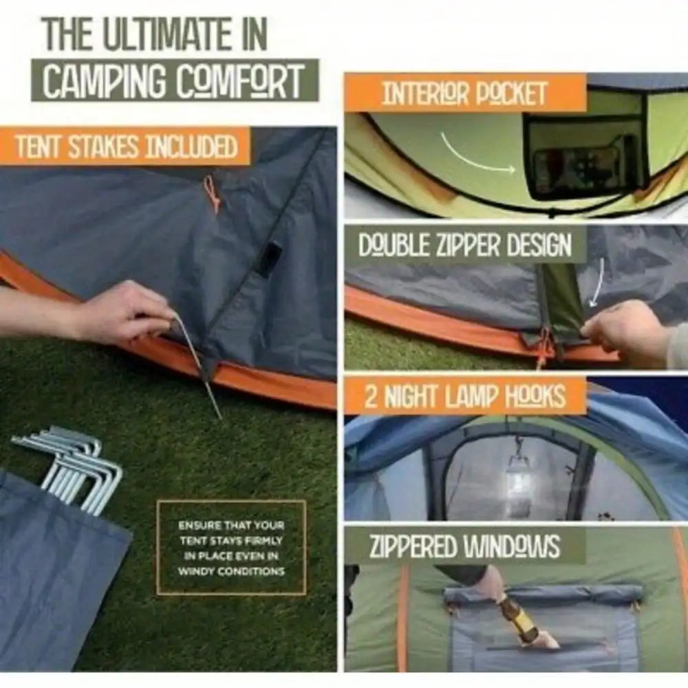 Camping Tent - 4-Person Easy Pop Up Tent