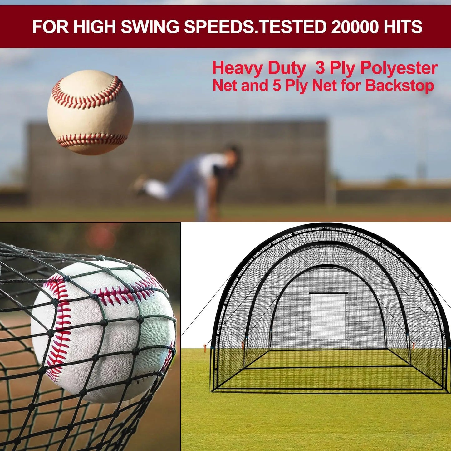 33ft Batting Cage Net for Baseball/Softball/Golf,