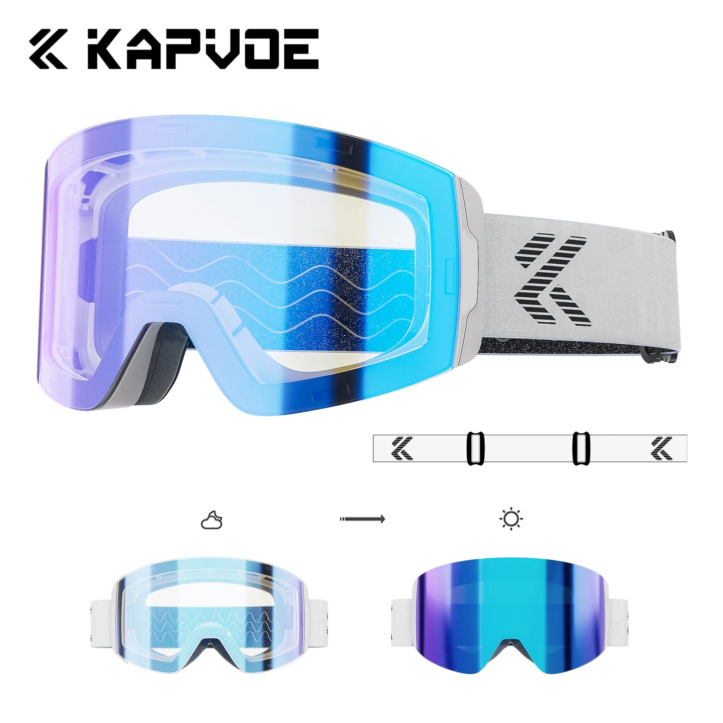 KAPVOE Photochromic Ski/Snowboard Goggles  Magnetic Lens Men/Women