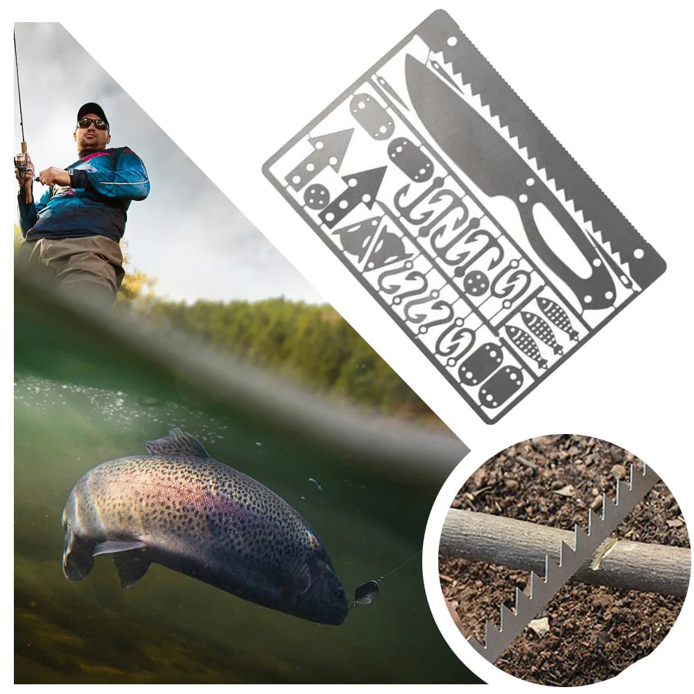 Outdoor EDC Survival Fishing Hook Card Camping Hiking Multifunctional Tool Cards