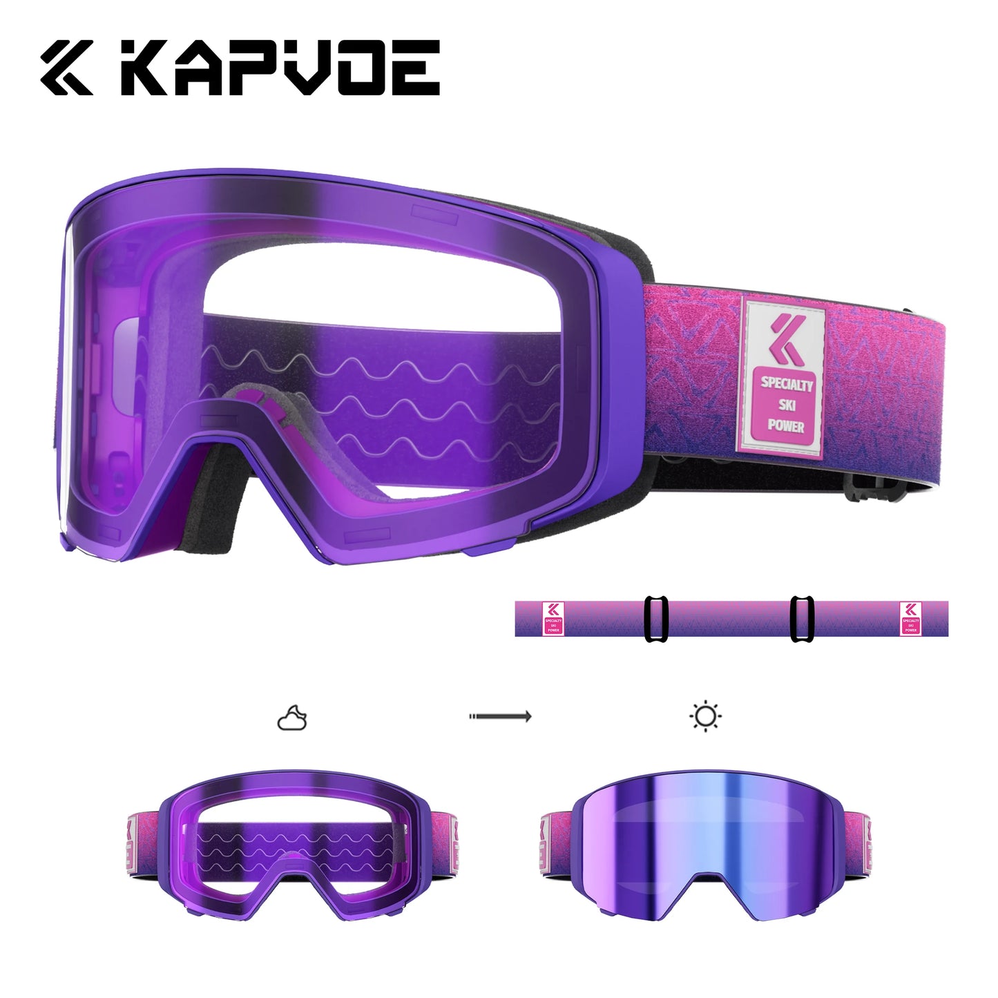 KAVOE Outdoor Photochromic Ski/Snowboard Goggles Anti-FOG